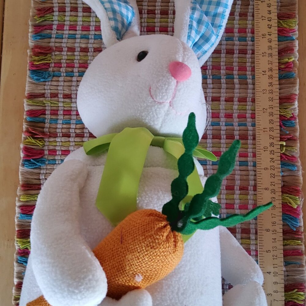 Vintage Easter Bunny Plush Decoration White Rabbit Stuffed Animal